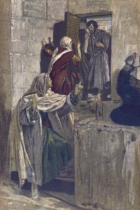 The First Denial of Saint Peter - The First Denial of Saint Peter - fra "" The Life of Our Lord Jesus Christ"" - 1899 af James Tissot - La vie de notre seigneur Jesus Christ, af Jacques Joseph (Jacques Joseph) Tissot dit James Tissot (1836-1902) af James Jacques Joseph Tissot