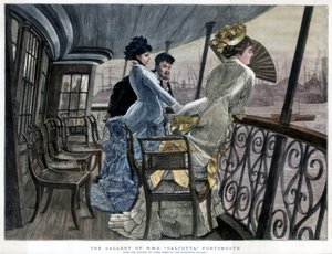 The Gallery of H M S Calcutta, Portsmouth, c1850-1900. af James Jacques Joseph Tissot