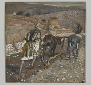 Manden ved ploven, illustration fra Vor Herre Jesu Kristi liv (wc over grafit på papir) af James Jacques Joseph Tissot