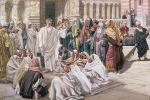Farisæerne stiller spørgsmål til Jesus, illustration til The Life of Christ, ca. 1886-96 (gouache på pap) af James Jacques Joseph Tissot