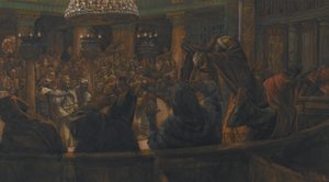The Torn Cloak - Jesus Condemned to Death by the Jews, illustration fra The Life of Our Lord Jesus Christ, 1886-94 (wc over grafit på papir) af James Jacques Joseph Tissot