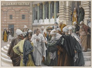 The Tribute Money, illustration fra The Life of Our Lord Jesus Christ, 1886-94 (wc over grafit på papir) af James Jacques Joseph Tissot