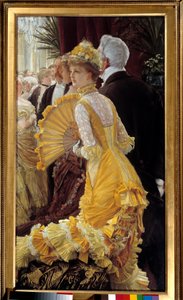 Gul kjole: elegant par under en social aften Maleri af Jacques Joseph (Jacques-Joseph) Tissot dit James Tissot (1836-1902) 1878 Søn. 0,9x0,5 m Paris, musee d