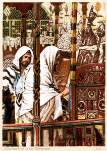 Jesus underviser i synagogen - St Matthæus - Bibelen af James Jacques Joseph after Tissot