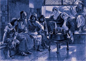 Job og hans familie af J James Tissot - Bibelen af James Jacques Joseph after Tissot