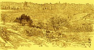 Jerusalems gamle by set fra Oliebjerget af James Jacques Joseph after Tissot