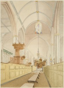 Indersiden af Temple Church, set mod øst af James Johnson