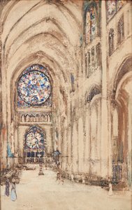 Kirkeinteriør, Rouen, Frankrig (akvarel)