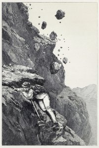 A Cannonade on the Matterhorn, fra Scrambles amongst the Alps i årene 1860-69, pub. 1871 (gravering)