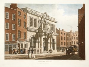 Tholsel, Dublin, 1798 (håndfarvet gravering) af James Malton