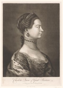 Portret af Charlotte van Mecklenburg Charlotte Queen of Great Britain (titel på objekt) af James McArdell