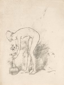 En nøgen model, der arrangerer blomster af James Abbott McNeill Whistler