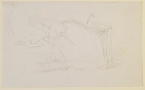 En pige læner sig tilbage på en sofa og læser af James Abbott McNeill Whistler