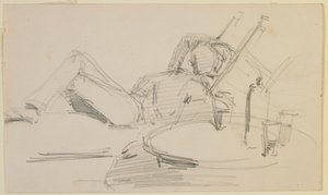 En mand tilbagelænet på en seng af James Abbott McNeill Whistler