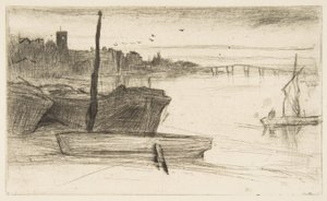Chelsea Bridge og kirken af James McNeill Whistler