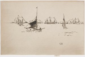 Hendes Majestæts flåde: Aften af James Abbott McNeill Whistler