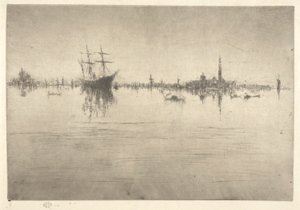 Nocturne, fra det første Venedig-sæt (Venedig, en serie af tolv ætsninger) af James Abbott McNeill Whistler