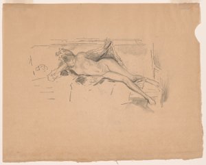 Nøgenmodel, liggende af James Abbott McNeill Whistler