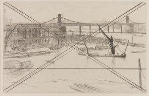 Old Hungerford Bridge af James Abbott McNeill Whistler