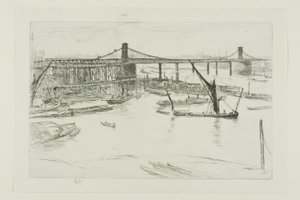 Old Hungerford Bridge af James Abbott McNeill Whistler
