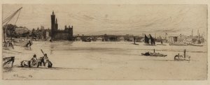 Old Westminster Bridge af James Abbott McNeill Whistler