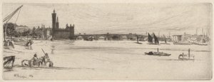 Old Westminster Bridge, fra Thames Set (En serie af seksten raderinger af scener på Themsen og andre emner) af James Abbott McNeill Whistler