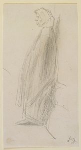 Profilskitse af en gammel kvinde stående af James Abbott McNeill Whistler