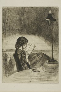 Læsning af Lamplight af James Abbott McNeill Whistler