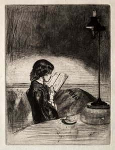 Læsning i lampelyset af James McNeill Whistler