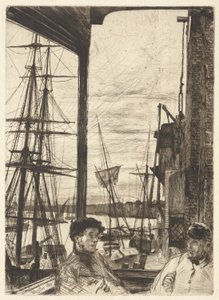 Rotherhithe (Wapping), fra Thames Set (En serie af seksten ætsninger af scener på Themsen og andre emner) af James Abbott McNeill Whistler