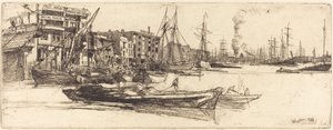 Thames Warehouses af James Abbott McNeill Whistler