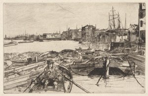 The Pool, from the Thames Set (En serie af seksten raderinger af scener på Themsen og andre emner) af James Abbott McNeill Whistler