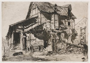 Den usikre bolig. En af de tolv ætsninger fra naturen (det franske sæt) af James Abbott McNeill Whistler