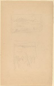 To skitser af landskabsbilleder hang hos Society of British Artists af James Abbott McNeill Whistler