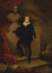 Master Betty som Hamlet foran en buste af Shakespeare af James Northcote