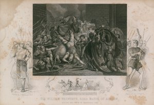 Sir William Walworth, Londons borgmester, dræber Wat Tyler i Smithfield (kobberstik)