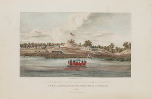 En udsigt over Butte Des Morts Treaty Ground; med ankomsten af kommissærerne Gov. Lewis Cass og Col. McKenny, fra The Aboriginal Portfolio af James Otto Lewis
