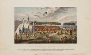 Udsigt til den store traktat i Prairie Du Chien, september 1825, fra The Aboriginal Portfolio af James Otto Lewis
