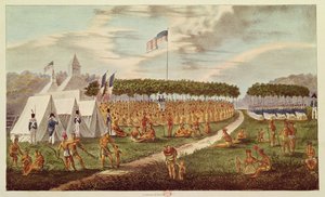 Udsigt over den store traktat holdt på Prairie du Chien, Wisconsin, september 1825, fra 