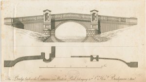 Weston-under-Lizard - Bro ved indgangen til Weston Park: gravering, nd [c 1765-1770]