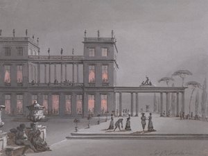 En italiensk fest: figurer på terrassen i et palads