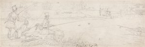 Bundfiskeri nær Totten Mill (grafit på papir) af James Pollard