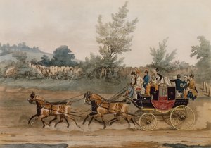 Light Post Coach (farvet gravering) af James Pollard