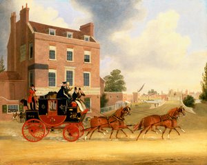 Quicksilver Royal Mail passerer Star and Garter ved Kew Bridge af James Pollard