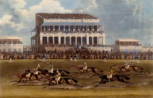 The Grand Stand at Epsom Races, tryk lavet af Charles Hunt, 1836 (akvatint) af James Pollard