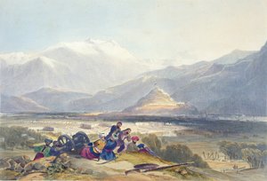 Bala Hissar og byen Kabul med de britiske kantoner fra Ba Maroo-bakken, fjendtligheder påbegyndes, plade 16 fra 