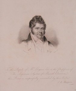 Portræt af Johann Bernhard Logier (1777-1846) graveret af H. Meyer (stik) af James Robert (after) Maguire