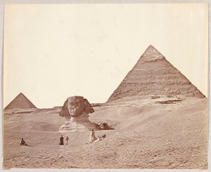 Egypten. Giza. Sfinksen med Keops- og Mykerinos-pyramiderne i baggrunden af James Robertson
