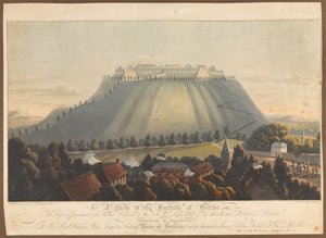 Udsigt over fæstningen Bitche. Et depot for afstraffelse for britiske krigsfanger, 1799