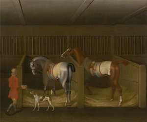 Staldene og de to berømte løbeheste, der tilhørte hans nåde, hertugen af Bolton af James Seymour